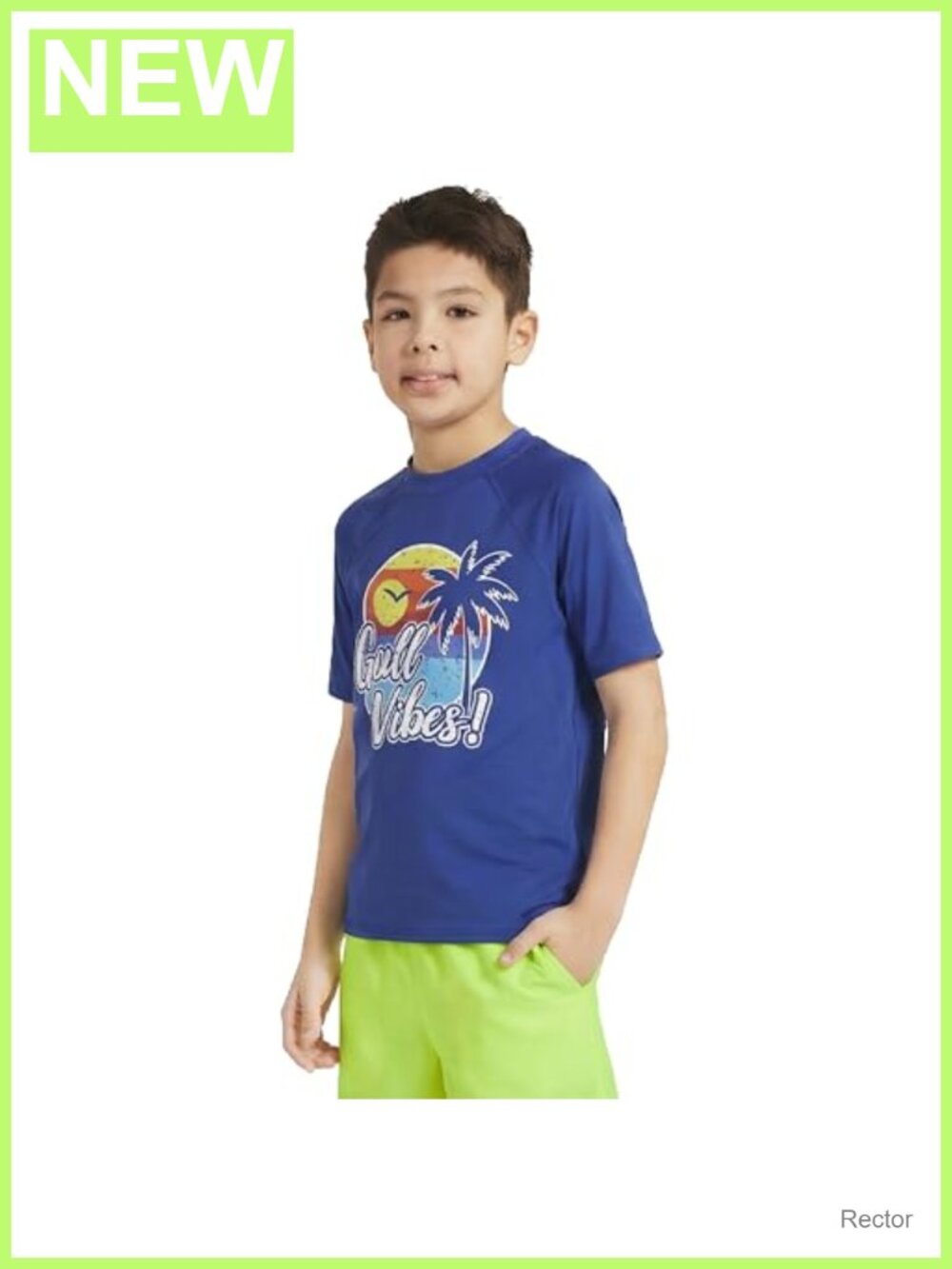 Boys UPF 50+ Short Sleeve Rash Guard Swim Shirt Sun Tee